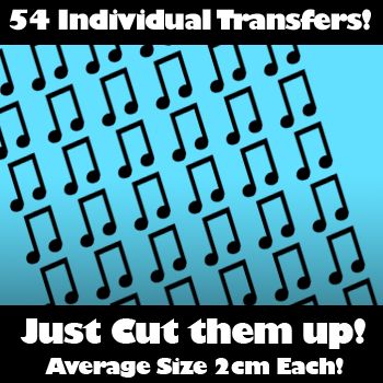 Multi Pack of 54 Iron on Music Note Transfers